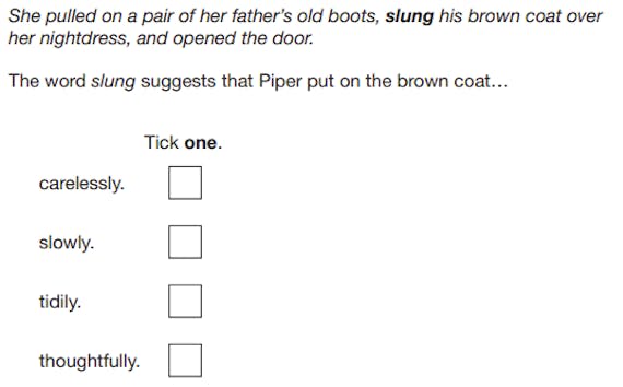 Question 29 from the 2019 KS2 English Reading SATs Paper