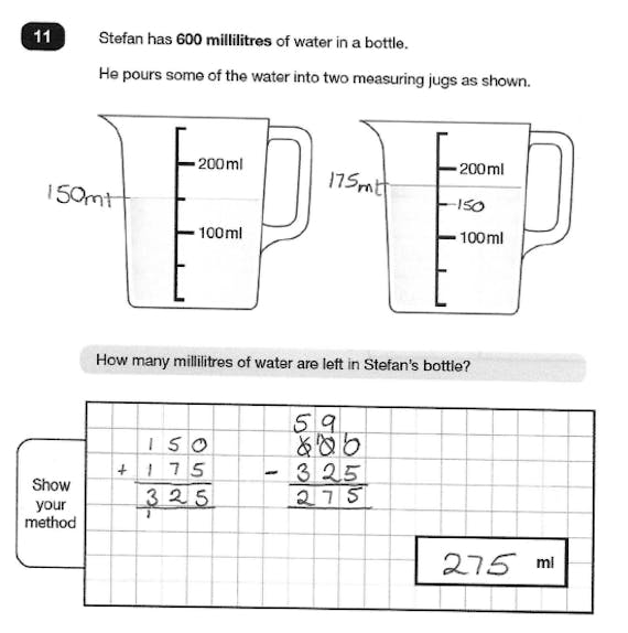 Completed question including full working