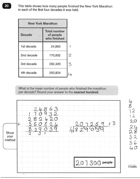 Completed question including full working