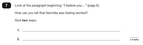 A typical question from the 2022 KS2 English reading test